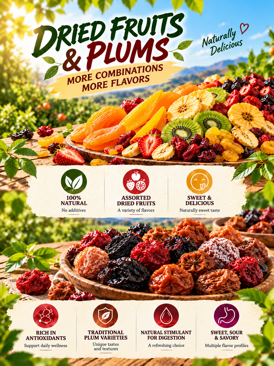 😍More variety, more flavor, naturally satisfying————dried fruits & plums-A