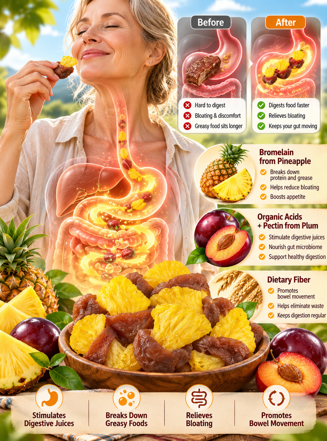 💗Plum wrapped pineapple,Soft, tender, and delicious-918