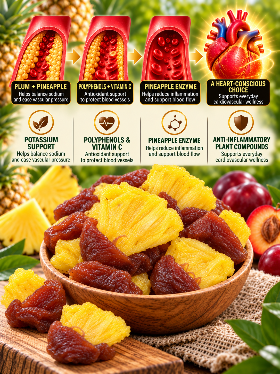 💗Plum wrapped pineapple,Soft, tender, and delicious-918
