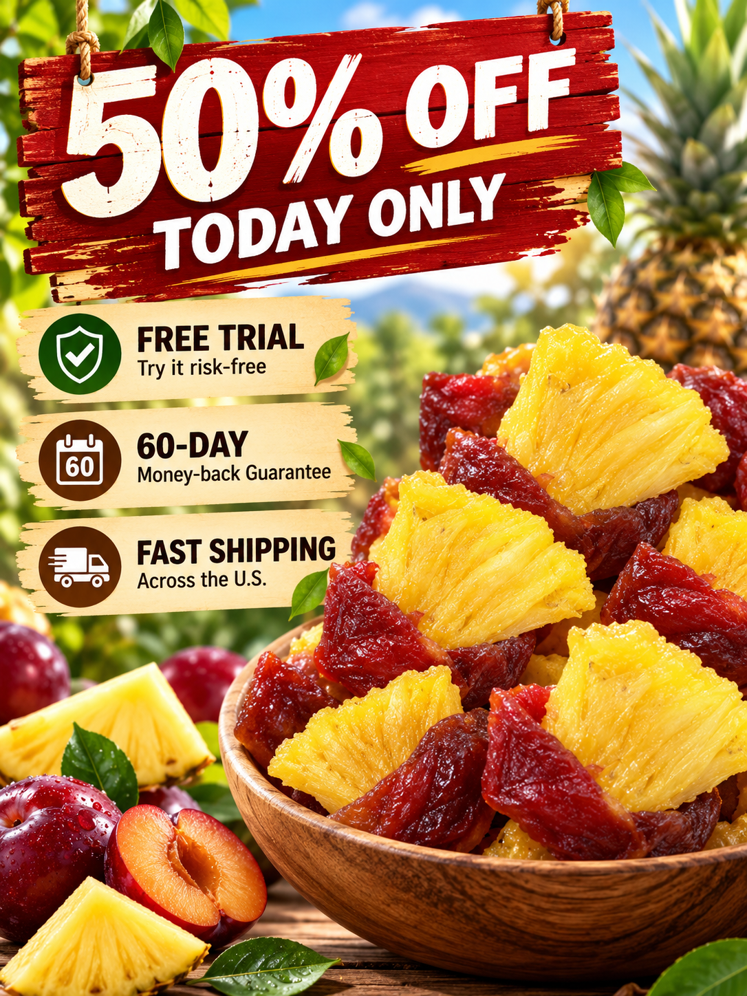 💗Plum wrapped pineapple,Soft, tender, and delicious-918